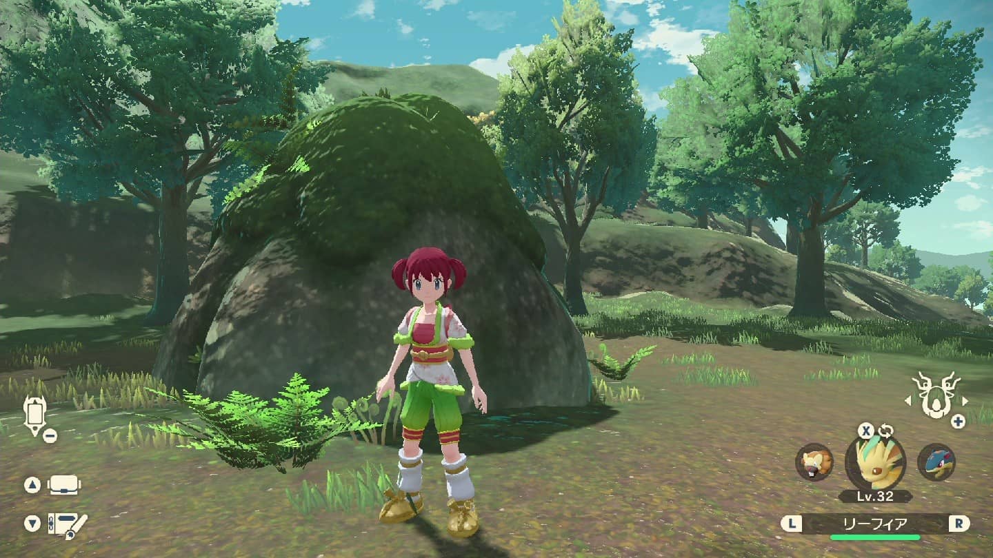 ポケモンアルセウス リーフィアに進化方法 苔が生えた岩の場所 Gamefoliage
