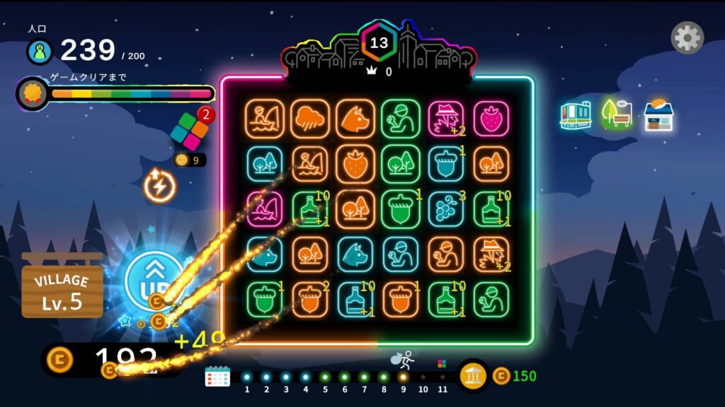 ゲームシステム1:マッチ3&タイル合成システム