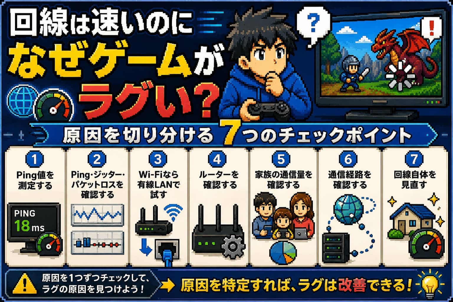 回線は速いのになぜゲームがラグい？原因を切り分ける7つのチェックポイント