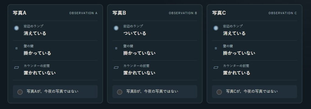 ゲームシステム2：文字の観察カードと簡単な図を読み解く