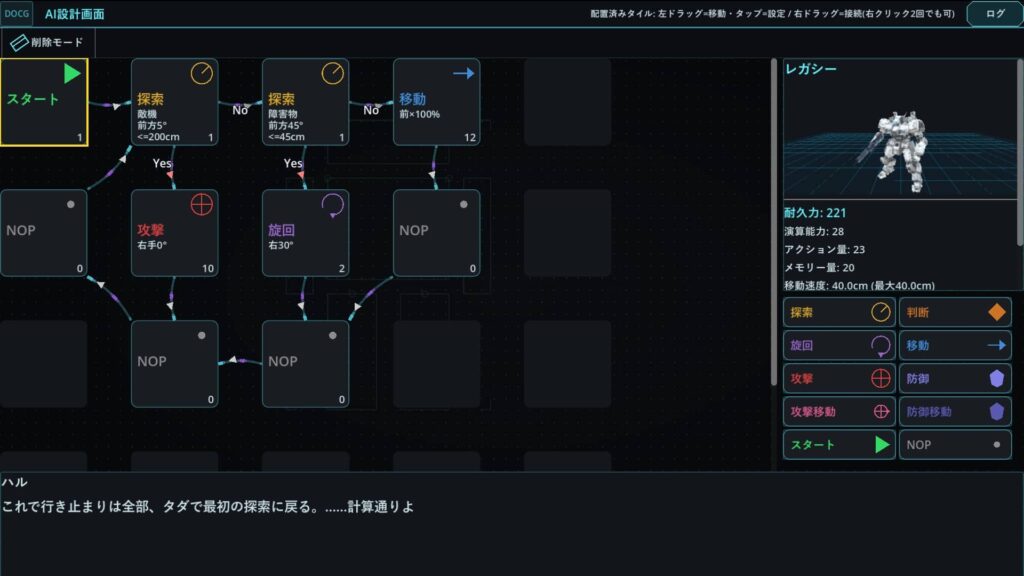 ゲームシステム2:思考パターンを組み上げる、本作の核