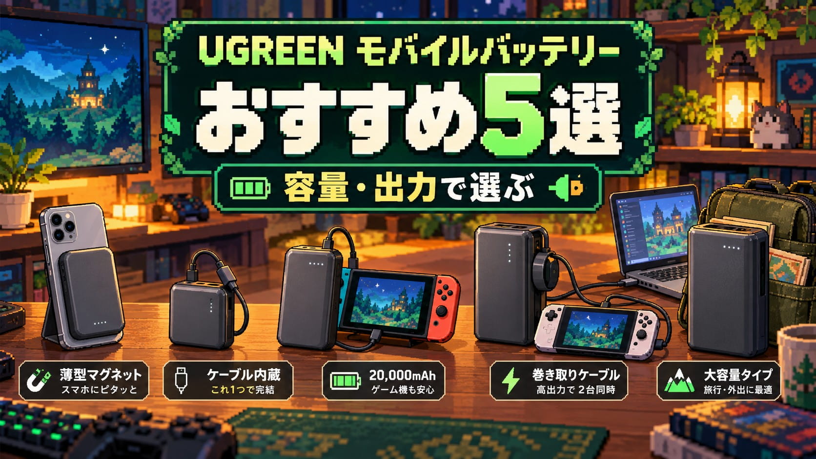 UGREENのモバイルバッテリーはどれがいい？おすすめ5選と容量・出力の選び方